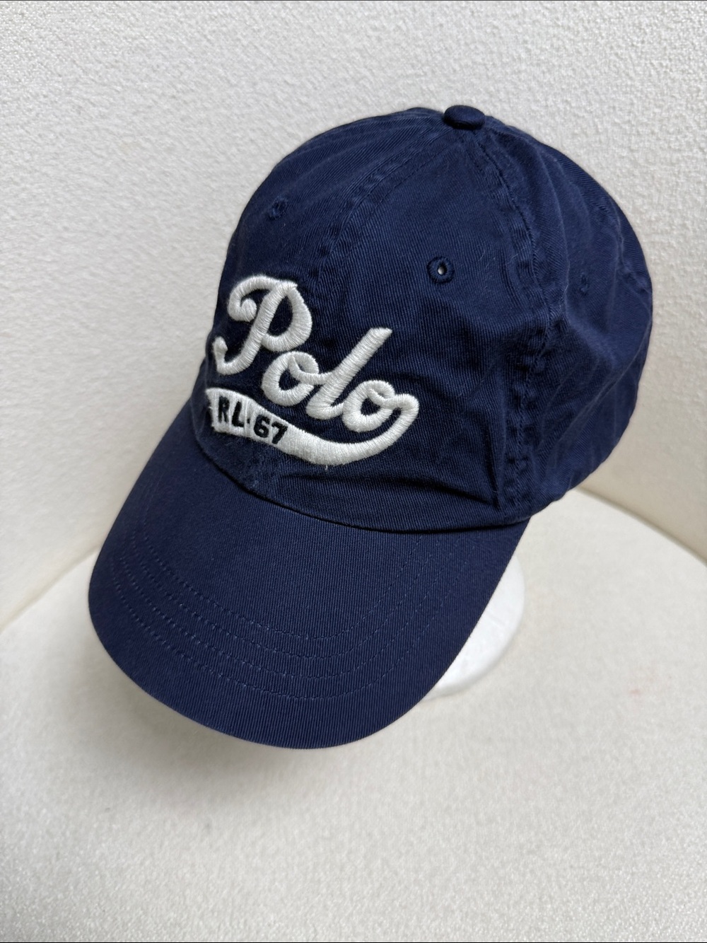 Polo by Ralph Lauren Navy Script Baseball Cap with White Embroidery